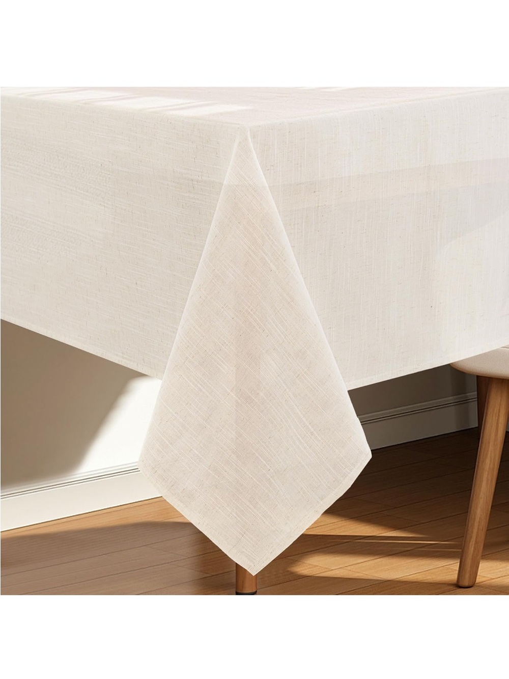 NEW Karseteli Natural Linen Textured 70” Square Tablecloth, Slubby Lightweight - Picture 7 of 7